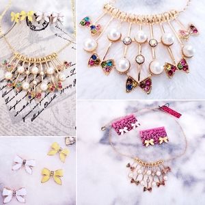 Multi-color Crystal Pearl bow jewelry set